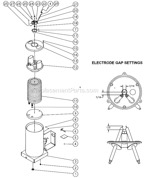 Boiler Assembly Before S/N 15048210 Diagram and Parts List for HSP-3003-3MGH  Mi-T-M Pressure Washer