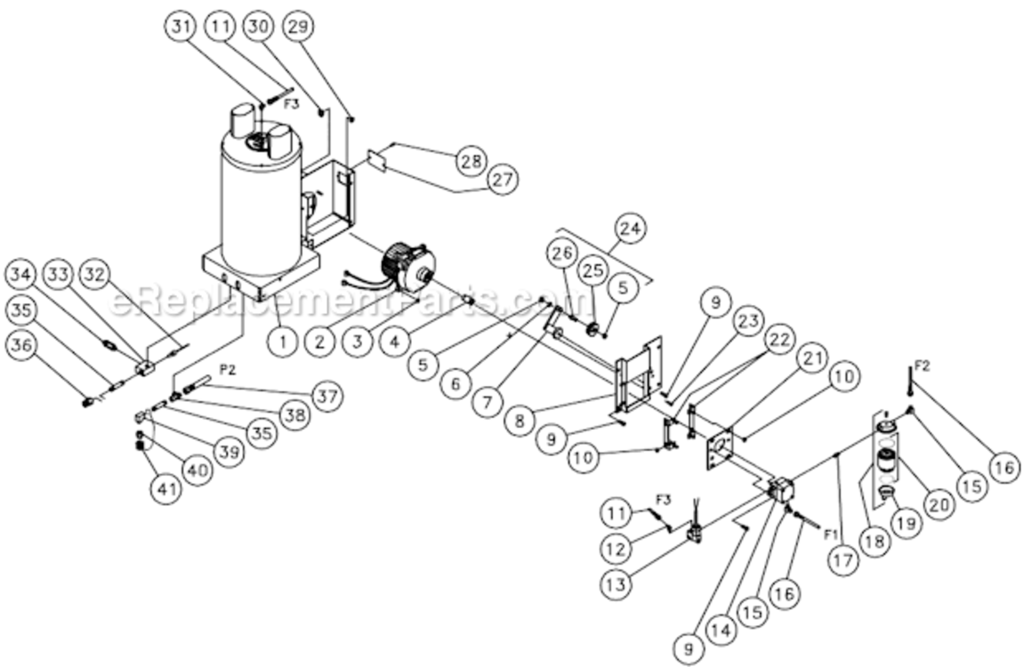 Heat Exchanger/Emf System Diagram and Parts List for HSP-3003-3MGH  Mi-T-M Pressure Washer