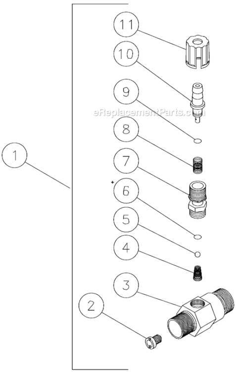 Detergent Injector Diagram and Parts List for HSP-3003-3MGH  Mi-T-M Pressure Washer
