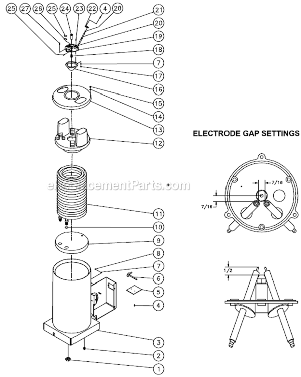 Boiler Assembly Before S/N 15048210 Diagram and Parts List for HSP-3003-3MGR  Mi-T-M Pressure Washer