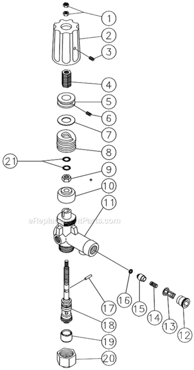 Unloader Diagram and Parts List for HSP-3003-3MGR  Mi-T-M Pressure Washer
