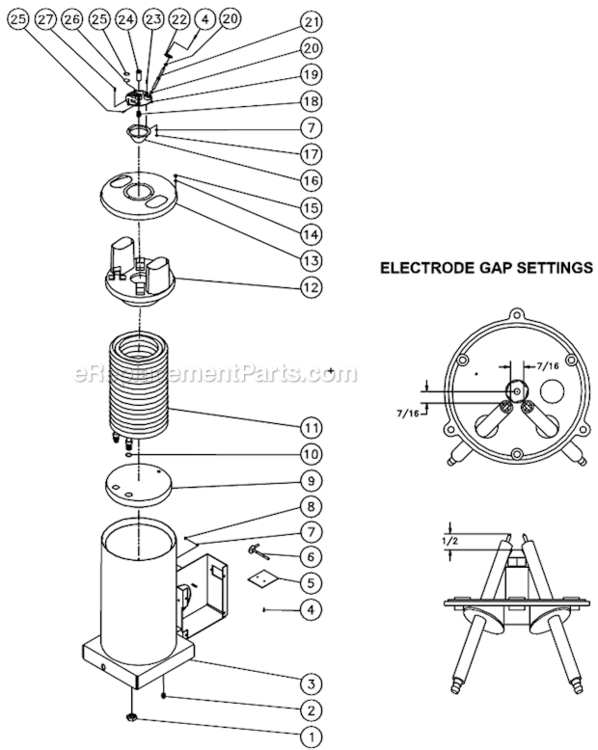 Boiler Assembly Before S/N 15048210 Diagram and Parts List for HSP-3003-3MGV  Mi-T-M Pressure Washer
