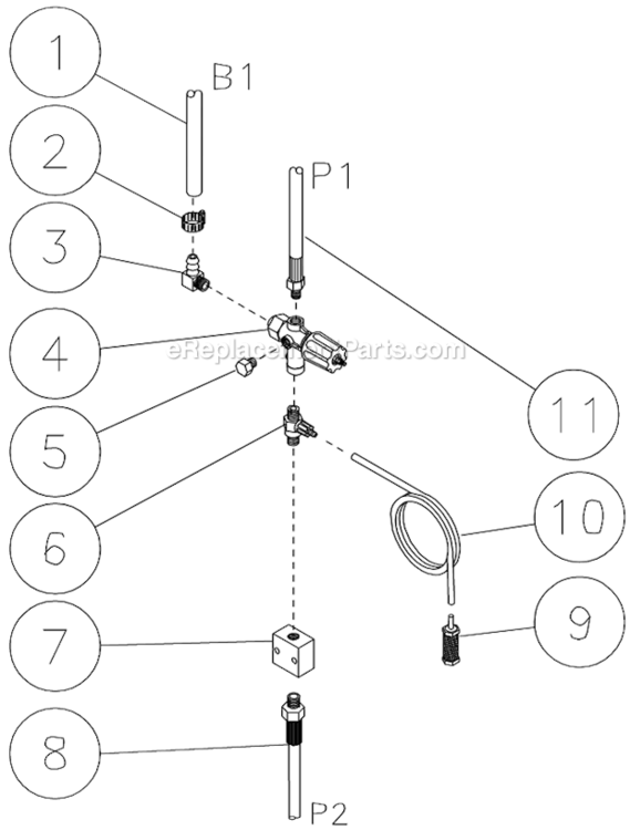 Unloader/Manifold Assembly Diagram and Parts List for HSP-3003-3MGV  Mi-T-M Pressure Washer