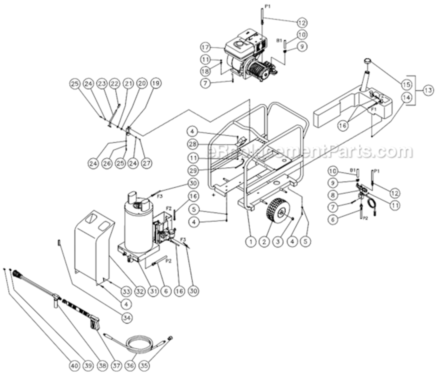 Frame After S/N 15010743 A Diagram and Parts List for HSP-3004-1MGH  Mi-T-M Pressure Washer