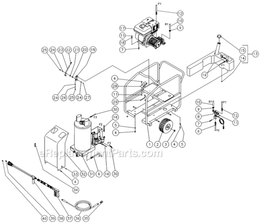 Frame After S/N 15010743 A Diagram and Parts List for HSP-3004-1MGV  Mi-T-M Pressure Washer