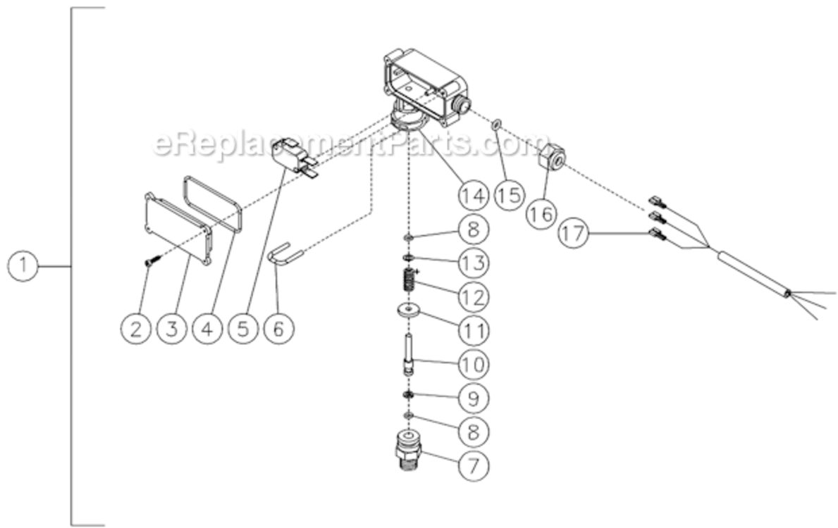 Pressure Switch Diagram and Parts List for HSP-3004-1MGV  Mi-T-M Pressure Washer