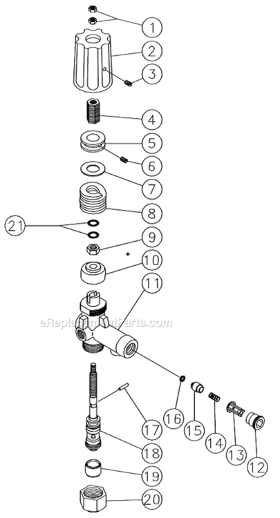 Unloader Diagram and Parts List for HSP-3004-1MGV  Mi-T-M Pressure Washer