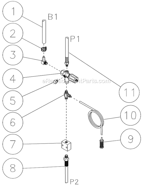 Unloader/Manifold Assembly Diagram and Parts List for HSP-3004-3MGH  Mi-T-M Pressure Washer