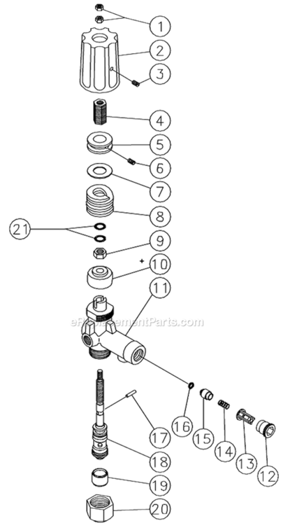 Unloader Diagram and Parts List for HSP-3004-3MGH  Mi-T-M Pressure Washer