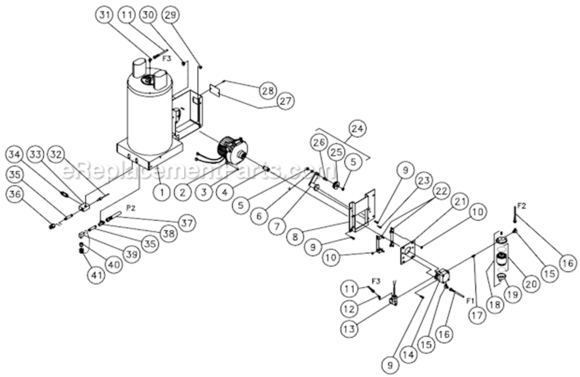 Heat Exchanger/Emf System Diagram and Parts List for HSP-3004-3MGV  Mi-T-M Pressure Washer