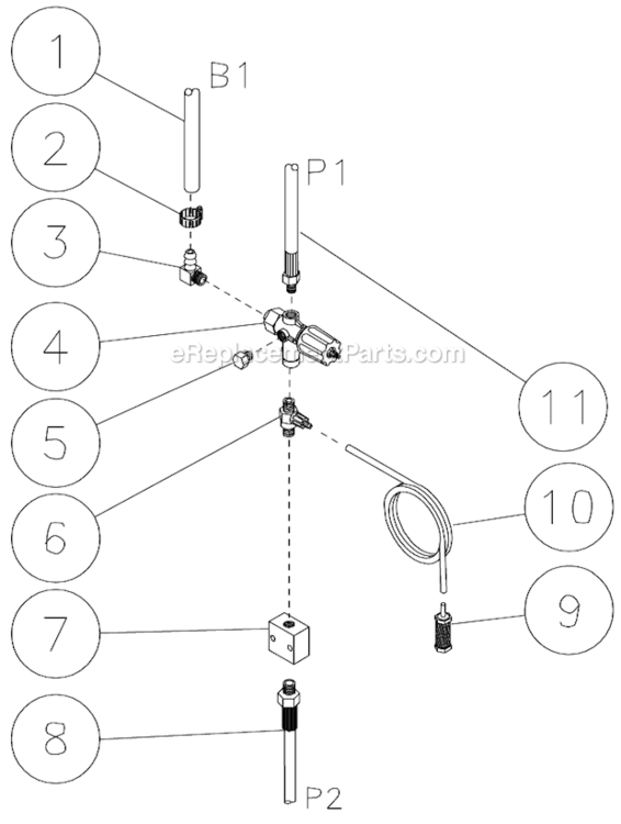 Unloader/Manifold Assembly Diagram and Parts List for HSP-3004-3MGV  Mi-T-M Pressure Washer