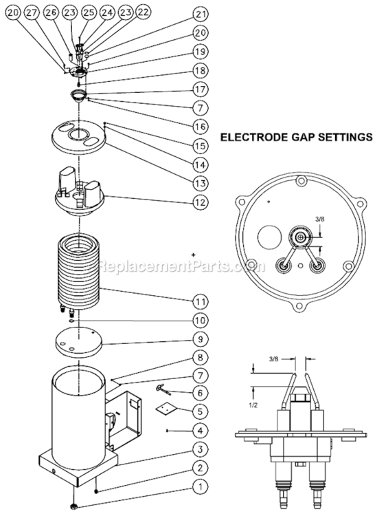 Boiler Assembly After S/N 15048237 Diagram and Parts List for HSP-3004-3MGV  Mi-T-M Pressure Washer