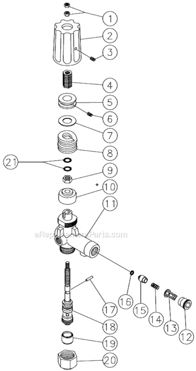 Unloader Diagram and Parts List for HSP-3004-3MGV  Mi-T-M Pressure Washer
