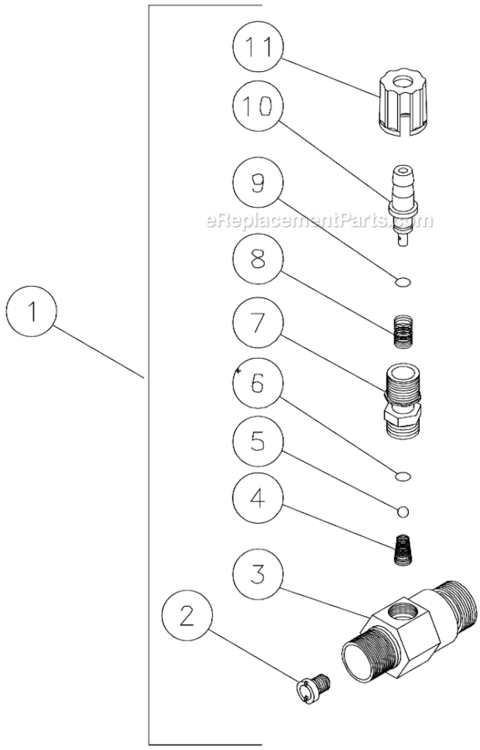 Detergent Injector Diagram and Parts List for HSP-3004-3MGV  Mi-T-M Pressure Washer