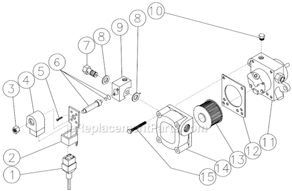 Fuel Pump And Fuel Solenoid Diagram and Parts List for HSP-3504-1MGH  Mi-T-M Pressure Washer
