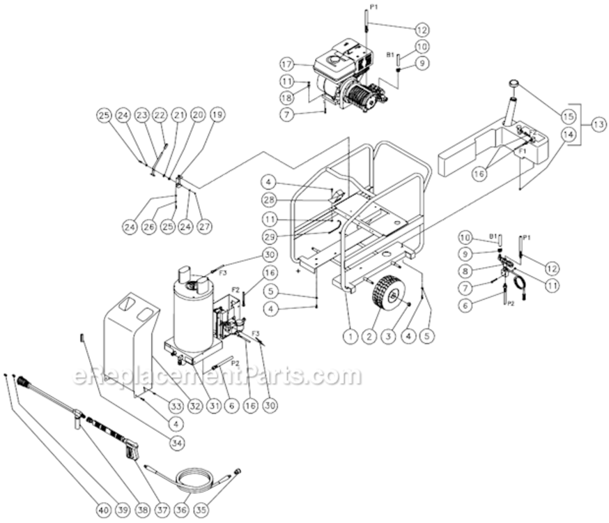 Frame After S/N 15010743 A Diagram and Parts List for HSP-3504-1MGV  Mi-T-M Pressure Washer