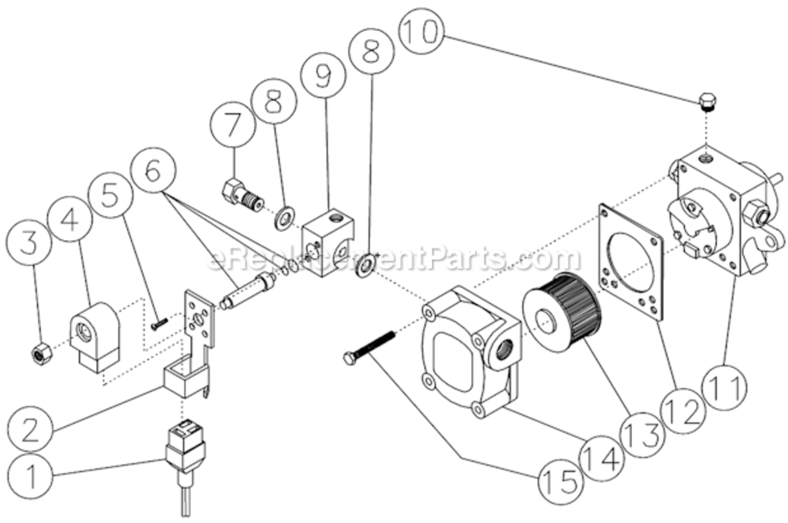 Fuel Pump And Fuel Solenoid Diagram and Parts List for HSP-3504-1MGV  Mi-T-M Pressure Washer