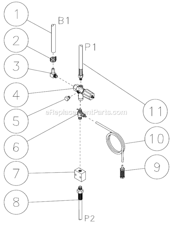 Unloader/Manifold Assembly Diagram and Parts List for HSP-3504-1MGV  Mi-T-M Pressure Washer