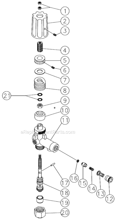 Unloader Diagram and Parts List for HSP-3504-1MGV  Mi-T-M Pressure Washer