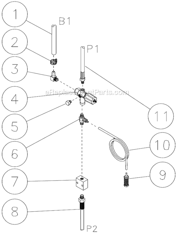 Unloader/Manifold Assembly Diagram and Parts List for HSP-3504-3MGH  Mi-T-M Pressure Washer