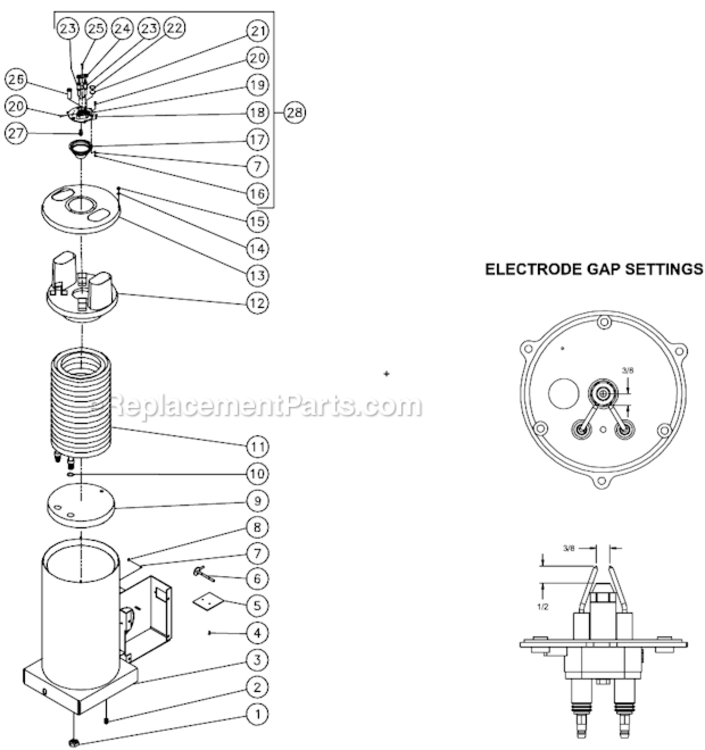 Boiler Assembly After S/N 15048210 Diagram and Parts List for HSP-3504-3MGH  Mi-T-M Pressure Washer