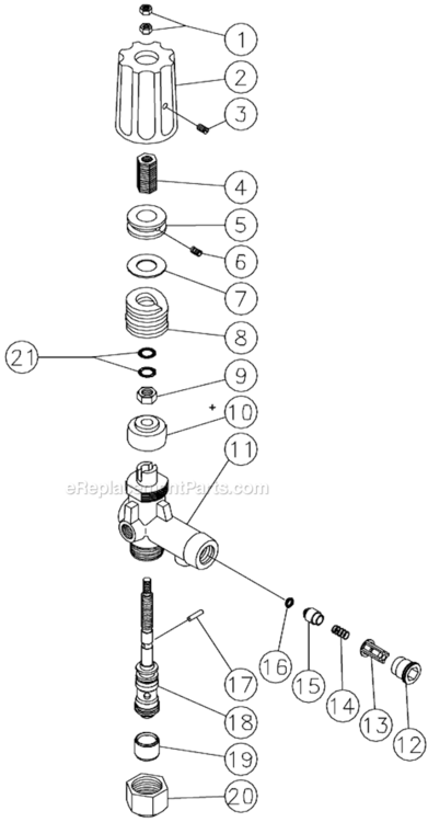 Unloader Diagram and Parts List for HSP-3504-3MGH  Mi-T-M Pressure Washer