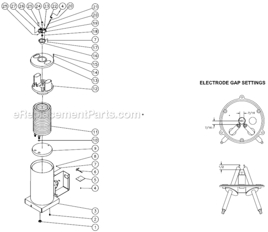 Boiler Assembly Before S/N 15048210 Diagram and Parts List for HSP-3504-3MGR  Mi-T-M Pressure Washer