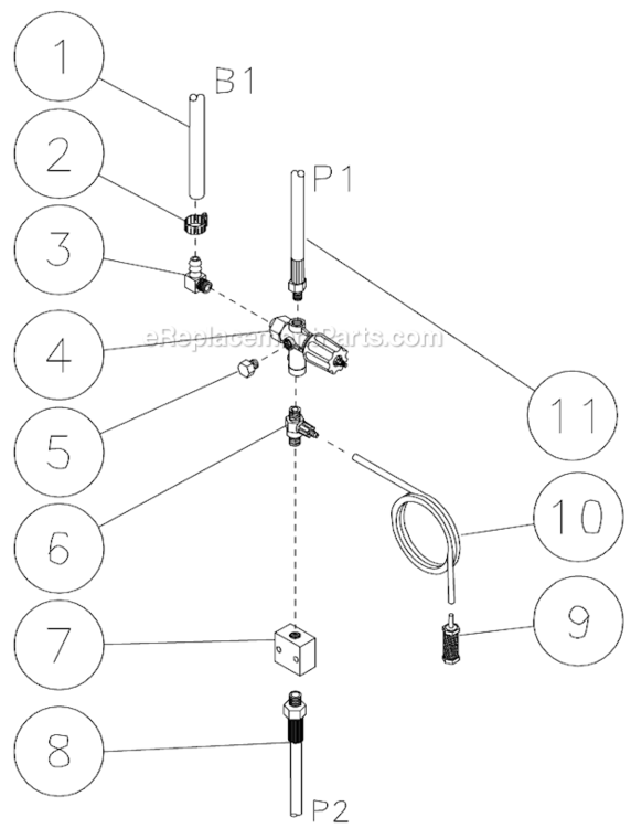 Unloader/Manifold Assembly Diagram and Parts List for HSP-3504-3MGR  Mi-T-M Pressure Washer