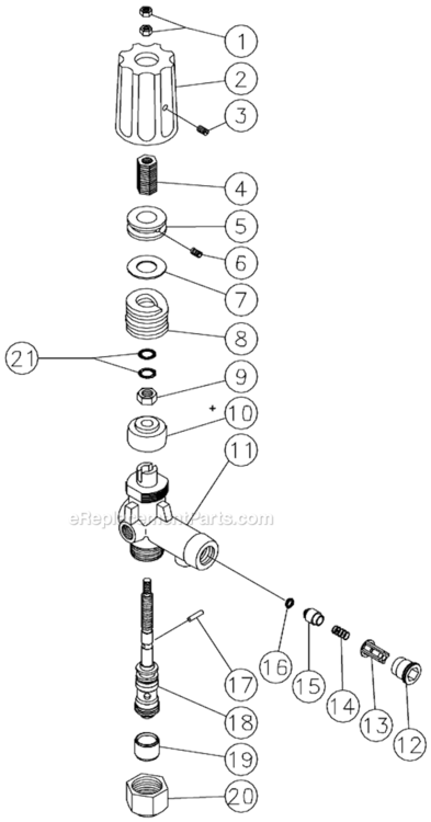 Unloader Diagram and Parts List for HSP-3504-3MGR  Mi-T-M Pressure Washer