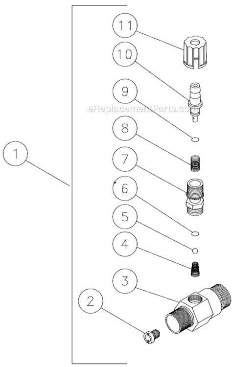 Detergent Injector Diagram and Parts List for HSP-3504-3MGR  Mi-T-M Pressure Washer