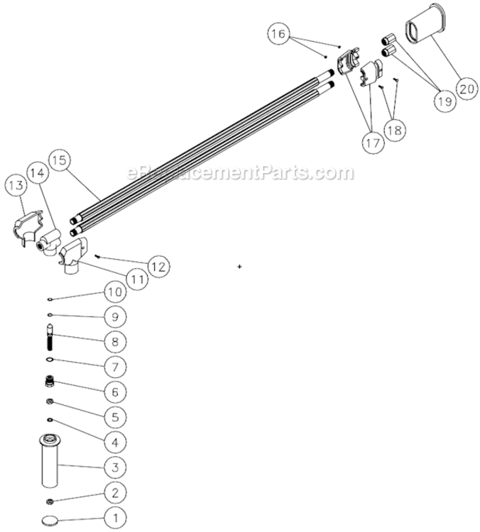 Angled Dual Lance Assembly Diagram and Parts List for HSSERIES  Mi-T-M Pressure Washer