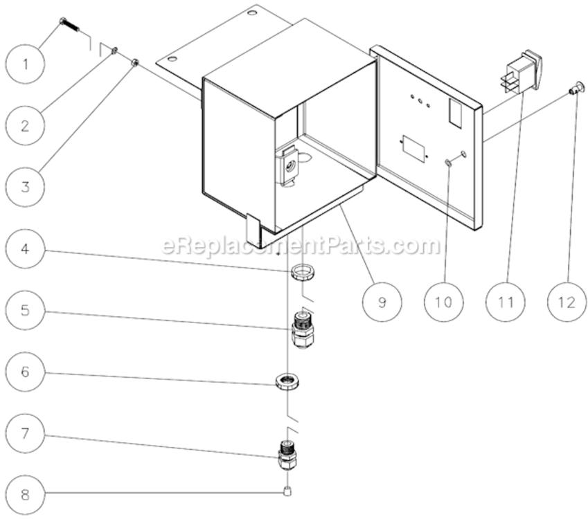 Electric Box Assembly Diagram and Parts List for HSSERIES  Mi-T-M Pressure Washer