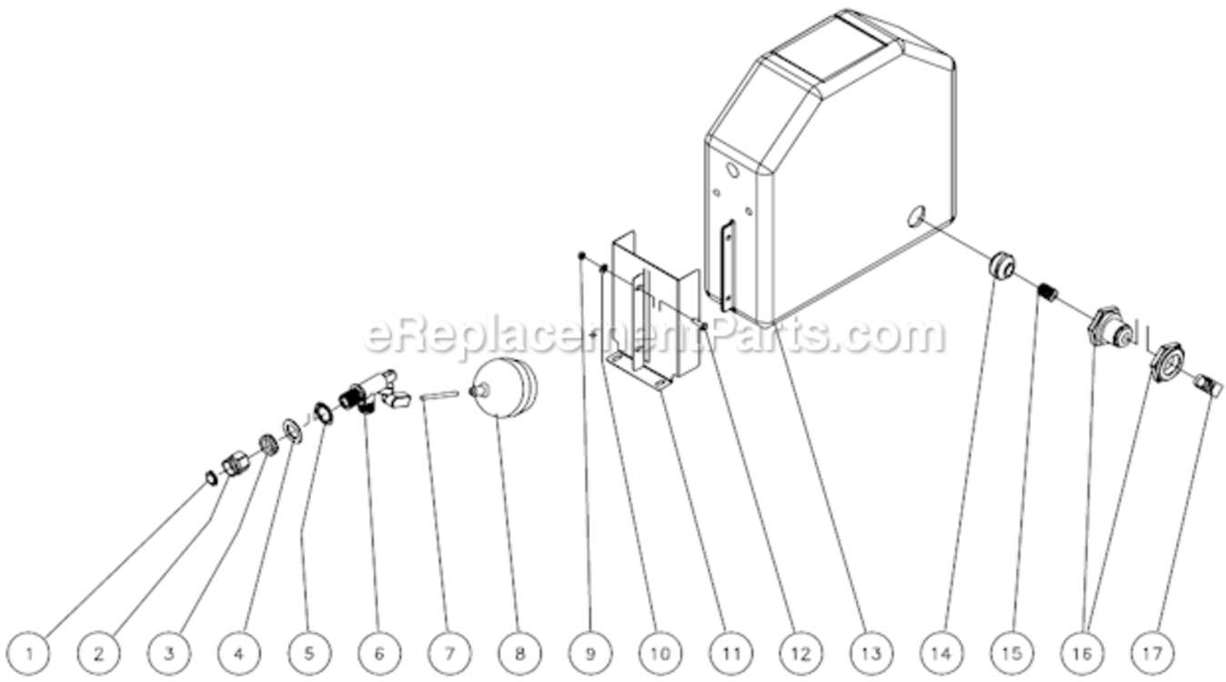 Float Tank Assembly Diagram and Parts List for HSSERIES  Mi-T-M Pressure Washer