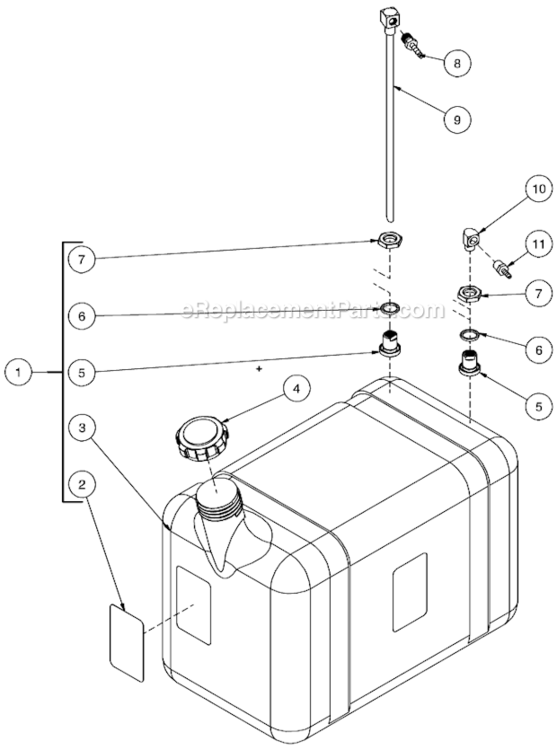 Diesel Fuel Tank Diagram and Parts List for HSSERIES  Mi-T-M Pressure Washer