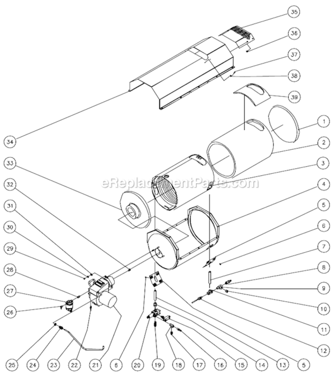 Heat Exchanger Assembly Before S/N 15009977 Diagram and Parts List for HSSERIES  Mi-T-M Pressure Washer