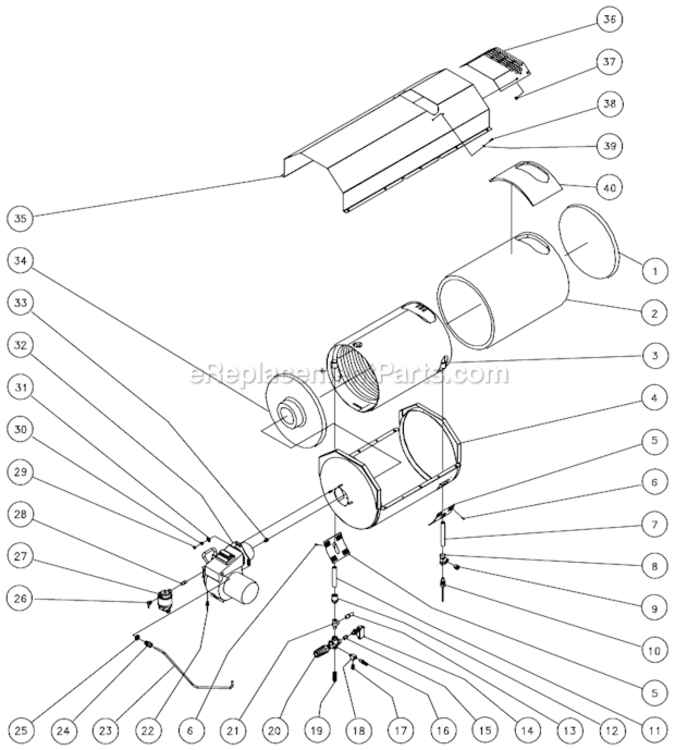 Heat Exchanger Assembly Diagram and Parts List for HSSERIES  Mi-T-M Pressure Washer