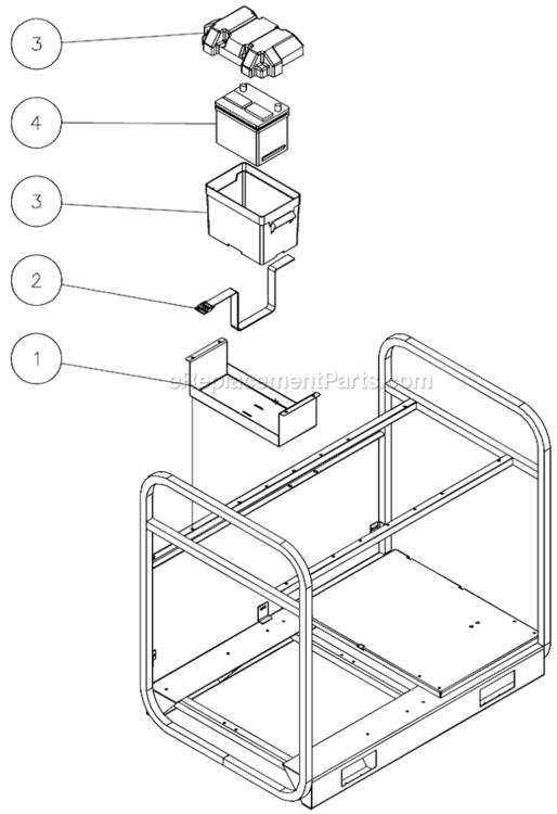 Battery Box Assembly Diagram and Parts List for HSSERIES  Mi-T-M Pressure Washer