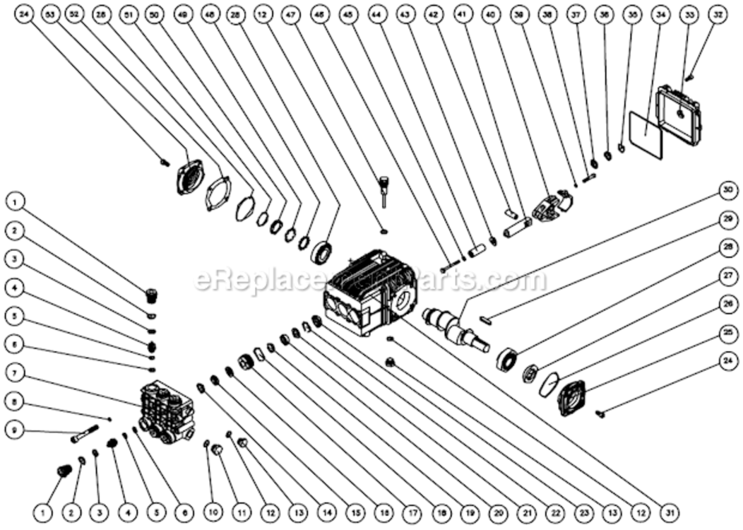 Pump Assembly Before S/N 15019140 Diagram and Parts List for HSSERIES  Mi-T-M Pressure Washer