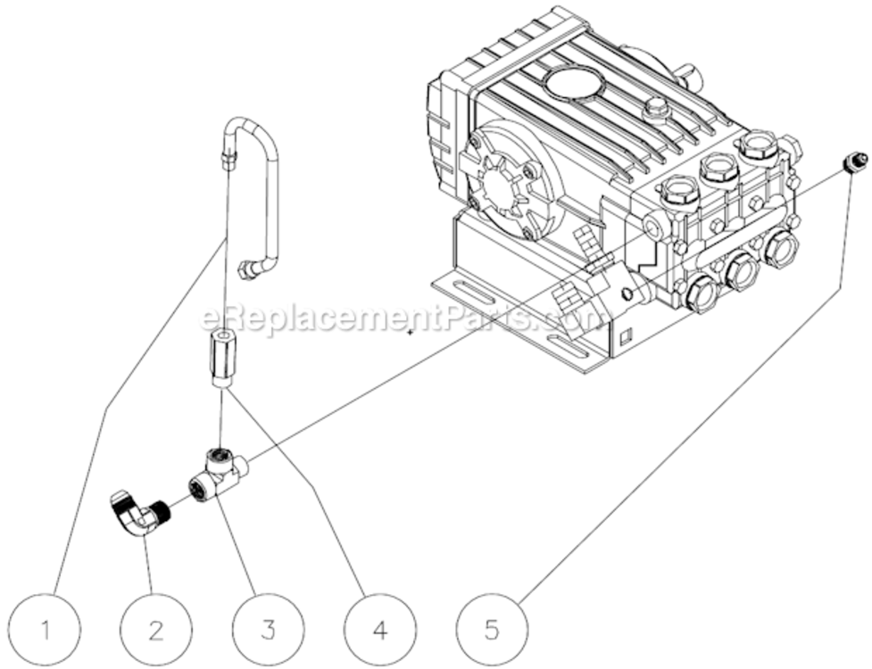Pump Plumbing: Pressure Trapping Unloader Diagram and Parts List for HSSERIES  Mi-T-M Pressure Washer