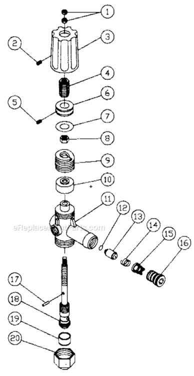 Unloader Assembly Diagram and Parts List for HU-1002-0M12  Mi-T-M Pressure Washer