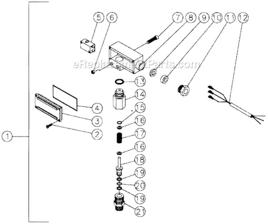 Pressure Switch Diagram and Parts List for HU-2004-0M11  Mi-T-M Pressure Washer