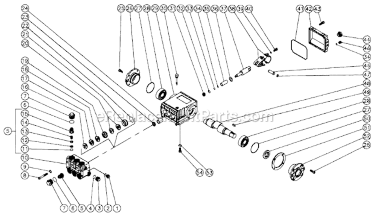 Pump Assembly Diagram and Parts List for HU-2004-0M11  Mi-T-M Pressure Washer