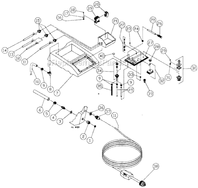 Control Panel Assembly Diagram and Parts List for HU-2004-0M11  Mi-T-M Pressure Washer