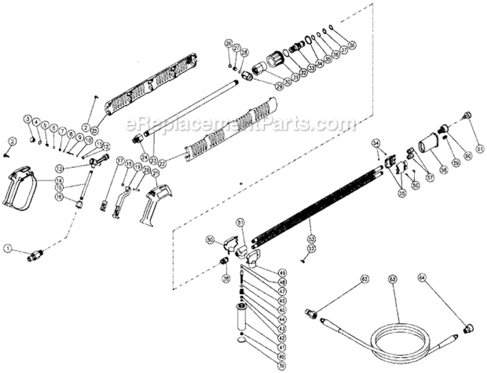 Gun/Wand Assembly Diagram and Parts List for HU-2004-0M11  Mi-T-M Pressure Washer