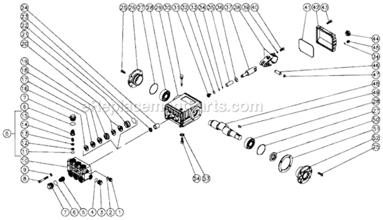 Pump Assembly Diagram and Parts List for HU-3004-0M11  Mi-T-M Pressure Washer