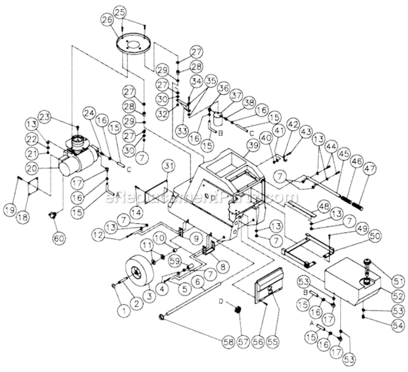 Frame Assembly Diagram and Parts List for HU-3004-0M11  Mi-T-M Pressure Washer