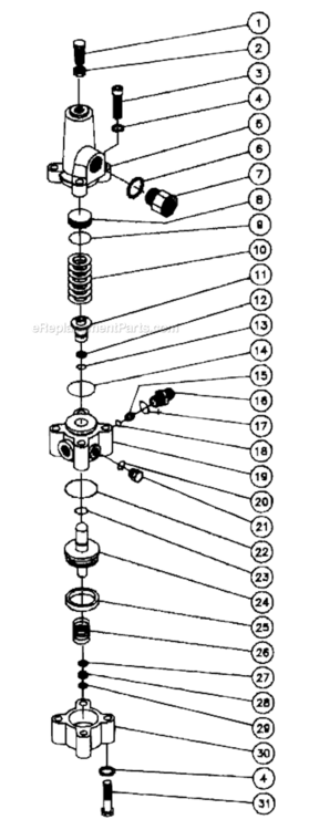 Unloader Assembly Diagram and Parts List for HU-3004-0M31  Mi-T-M Pressure Washer