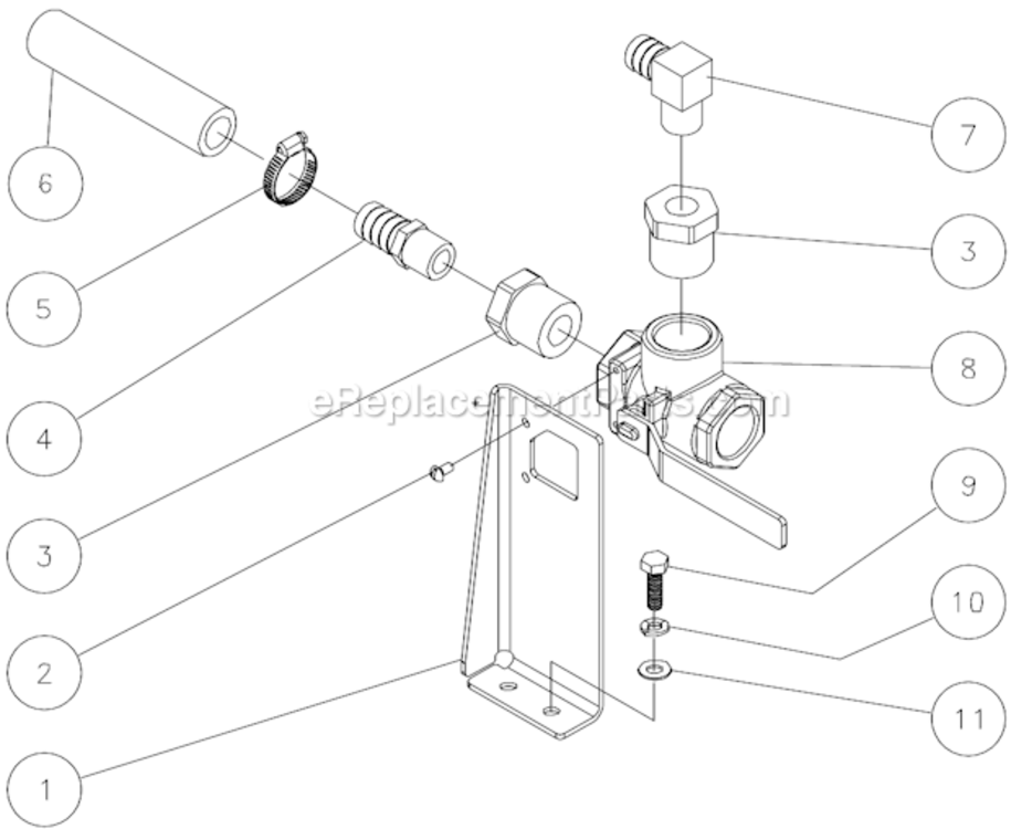 3-Way Ball Valve Diagram and Parts List for HVSSERIES  Mi-T-M Pressure Washer