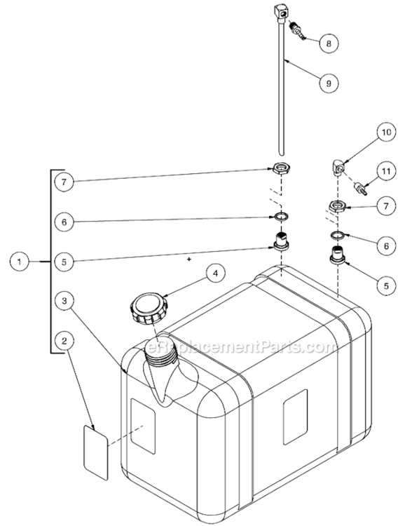 Diesel Fuel Tank Diagram and Parts List for HVSSERIES  Mi-T-M Pressure Washer