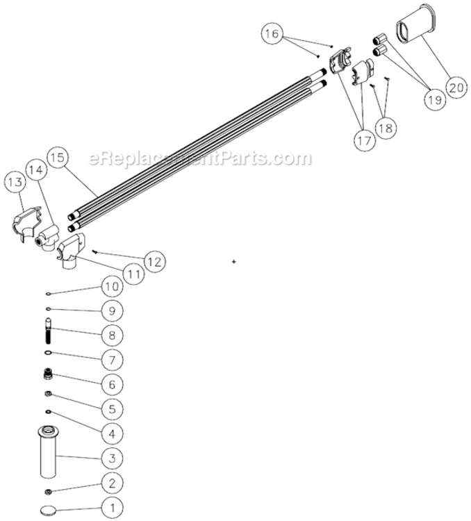 Angled Dual Lance Assembly Diagram and Parts List for HVSSERIES  Mi-T-M Pressure Washer